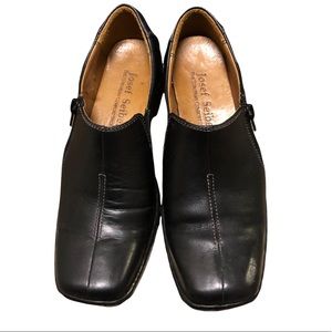 JOSEF SEIBEL Ladies Side Zip Black Leather Shoes size 38 (size 6) Comfort Shoe